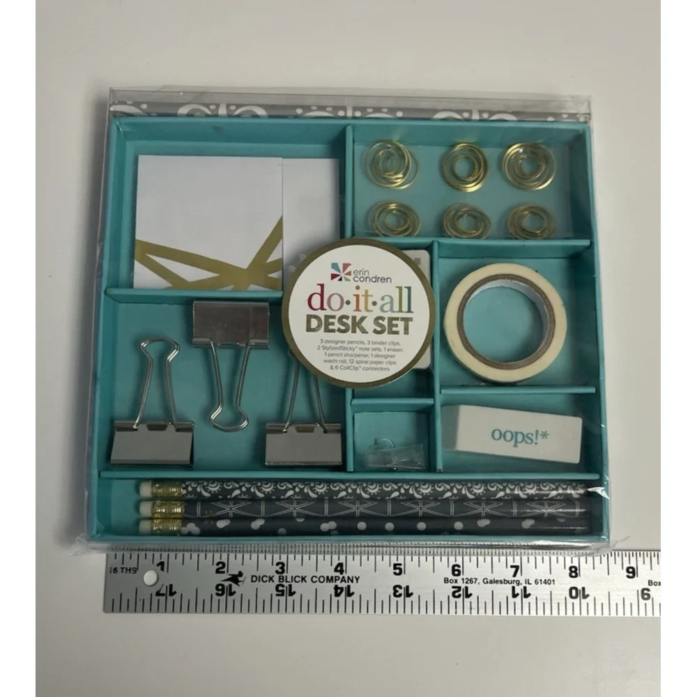 Erin Condren Do It All Desk‎ Set Pencils Clips Note Eraser Coil Clip Accessories